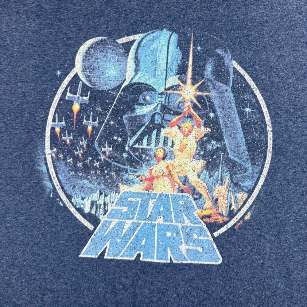 Star Wars Mens Darth Vader Luke Leia Graphic T-Shirt Blue Heather XL